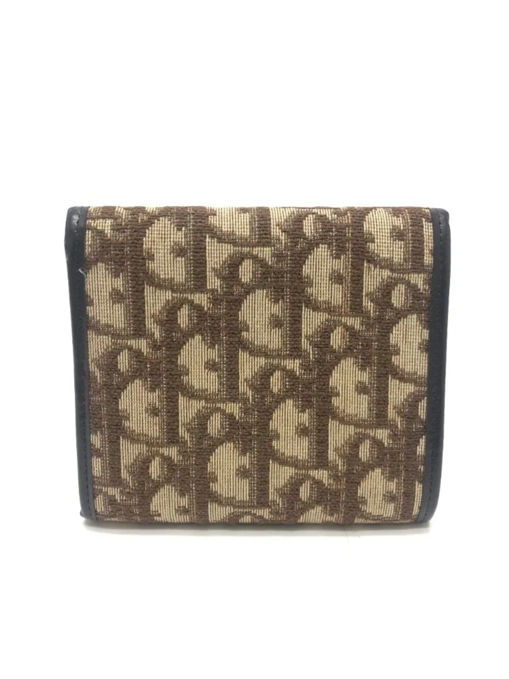 Dior Trifold Wallet Trotter Pattern Canvas Brown